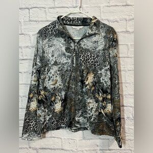 Erin London Women's Zip-Up Sequin Top, sz. L